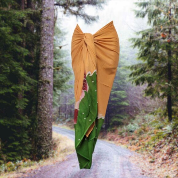 Cover Up Handpainted Cotton Batik Coverups Strapless Wrap Dress Home Accent - Picture 7 of 7